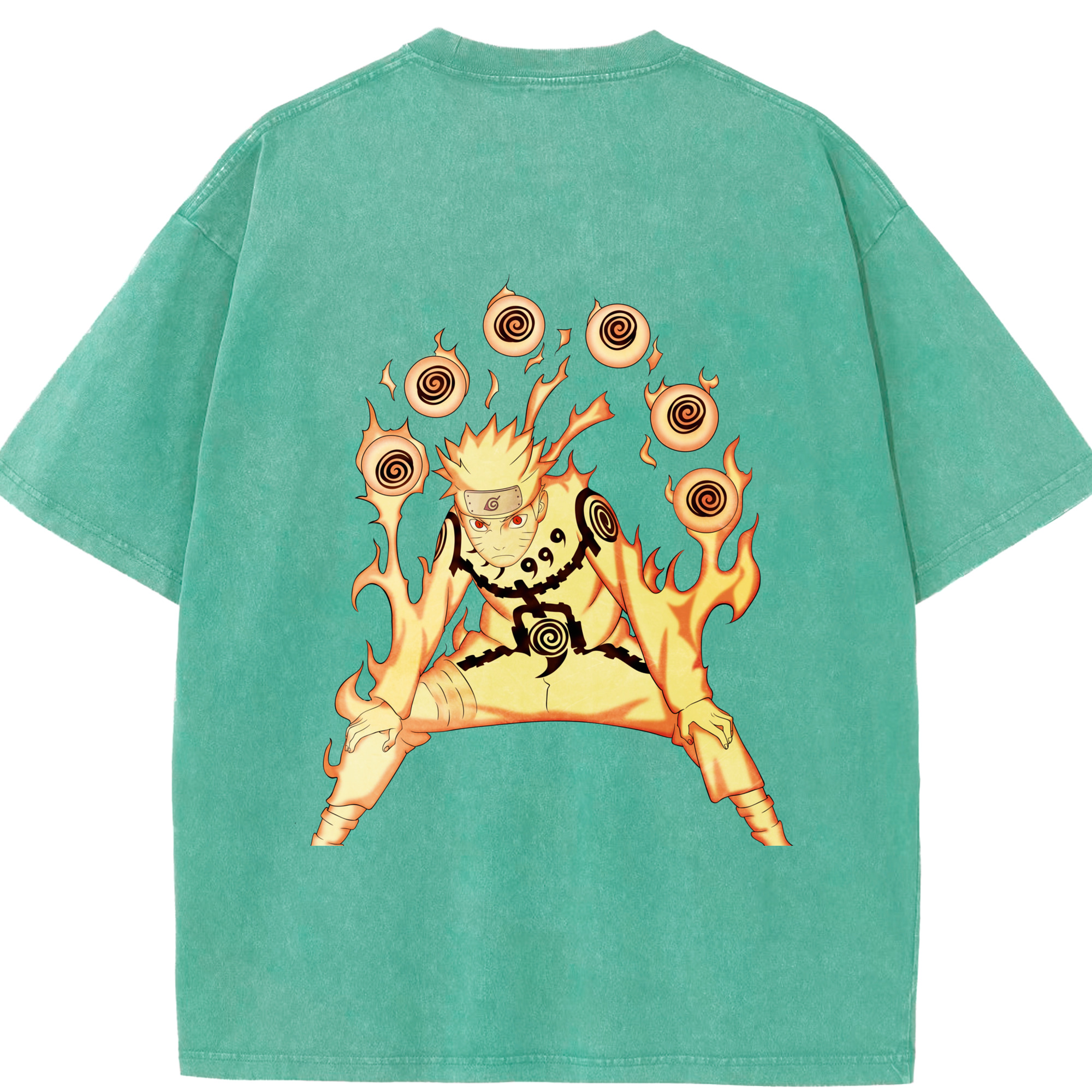 （画像用） NARUTO -ナルト- うずまき ナルト Uzumaki Naruto 綿100% ヴィンテージ風 半袖Tシャツ（背面プリント）